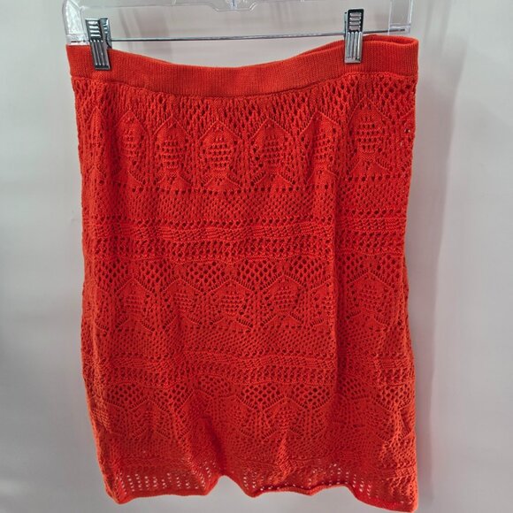 Liz Claiborne New York Orange Crochet Midi Skirt Medium - Picture 1 of 10